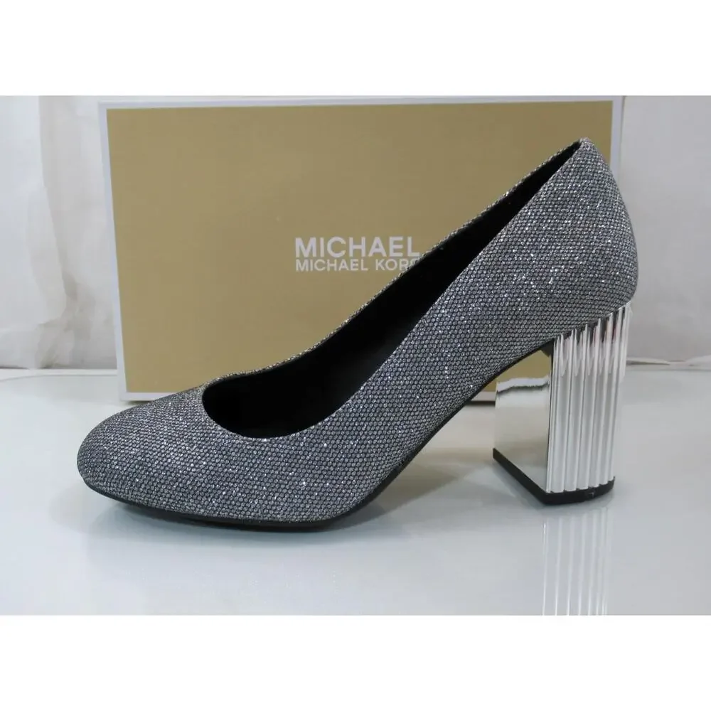 MICHAEL Michael Kors Porter Flex Dress Heels Pump Silver Glitter Size 7